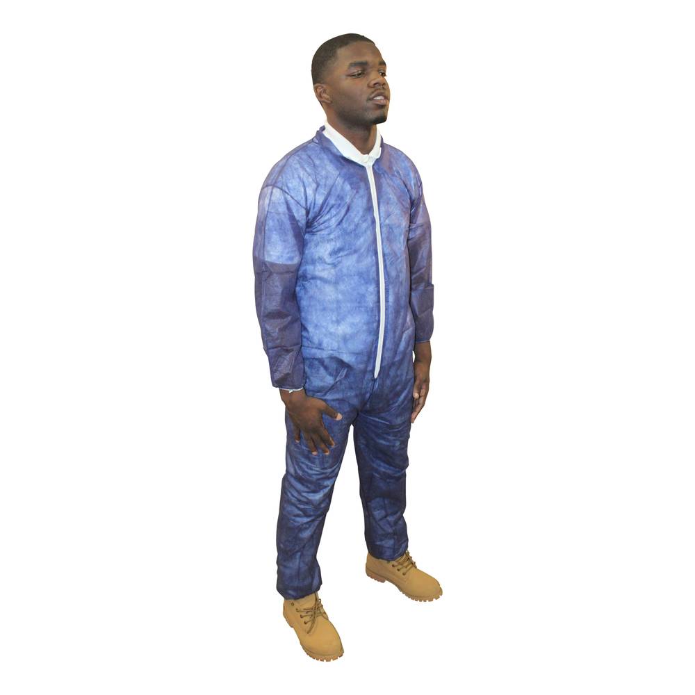 M1200B Supply Source Safety Zone® PolyLite® Disposable Navy Polypropylene Protective Coveralls w/ elastic ankles, wrists